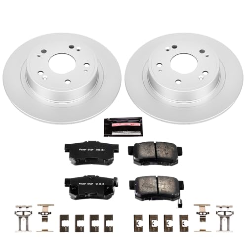 Image of PowerStop Rear Brake Kit for Acura ILX 2016-22 | Honda Accord 2005-07 - Fully-Coated Disc Rotors with Z17 Ceramic Brake Pads Replacement, CRK3128