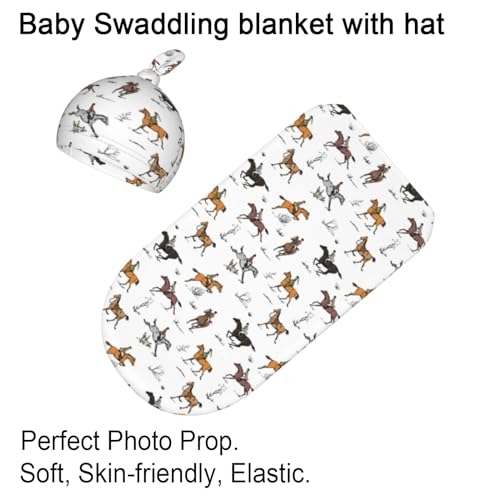 Image of Horse Swaddling Blanket for Baby, Western Baby Stuff with Hat
