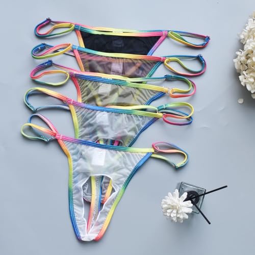Men's See Through Mesh Thong Underwear Sexy Hollow Out G-String Panties Bulge Pouch T-Back Thongs2