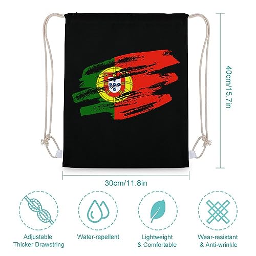 Retro Portugal Flag Drawstring Backpack Cute String Bag Canvas Daypack Travel Sackpack 30x40cm2
