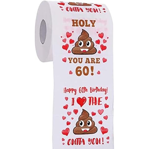 AOZITA 60th Birthday Gifts for Women Men, Happy Prank Toilet Paper, 60th Birthday Decor, Party Supplies Favors, Funny Gag Gifts Novelty Bday Present for Him, Her, Friends, 380 Sheets & 3 Layers Cover