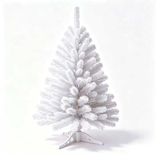 3FT Small Christmas Tree – White Mini Xmas Artificial Trees for Home, Tabletop, Office, Apartment, Indoor Holiday Decorations, Easy-Assembly Metal Hinges & Foldable Base