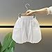 Girls Bubble Shorts Y2K Trendy Elastic High Waist Ruffle Shorts Summer Fashion Wide Leg Bloomers Pants with Pockets A01-White 9-10Y