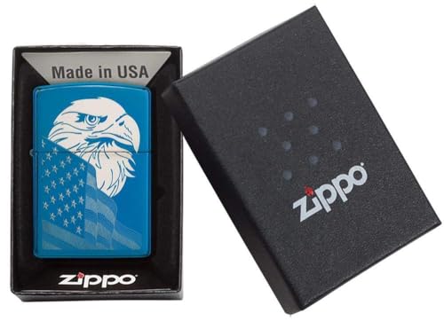 Encendedor Zippo personalizado cromado clásico azul miniatura 4