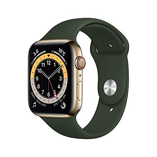 【整備済み品】Apple Watch Series 6 (GPS + Cellularモデル) - 44mm ゴールドステンレススチールケースとキプロスグリーンスポーツバンド