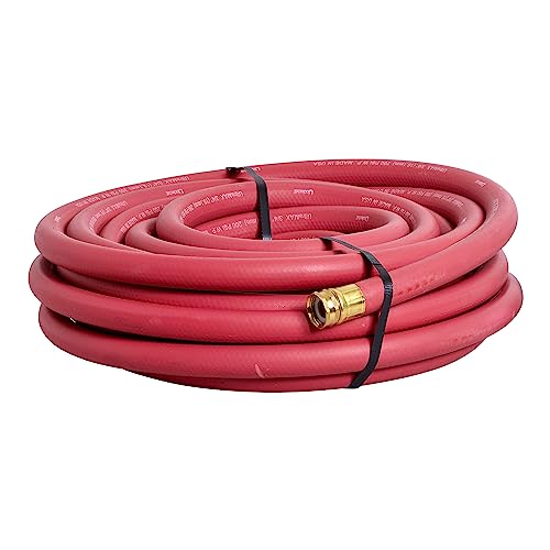 Underhill UltraMax Commercial Garden Water Hose 50 ft, Rubber, Flexible, Anti-Kink, 200 psi WP, 800 psi BP, H75-050R, ¾ Inch x 50 ft GHT, Red