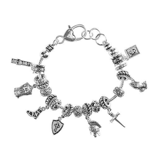 Dicksons Ephesians 6:17 Full Armor Of God 7.5 Inch Silver Plated Metal Women's Charm Bracelet