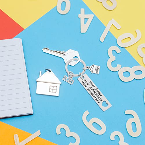 PRETYZOOM 2 peças 2023 novas aventuras em casa novas memórias chaveiro novo chaveiro para casa 2023