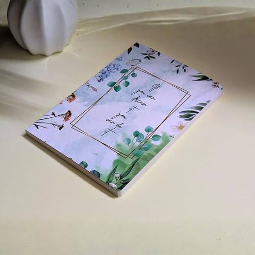 Image of Motivational Floral A5 Notebook Diary for Women & Students | Softbound Laminated Cover | Monthly Planner + Daily Planner | 21 x 15 cm Ruled Journal | Inspirational Quote Cover (White If you can dream it you can do it)