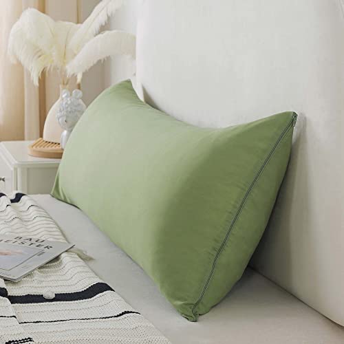 WhatsBedding Memory Foam Body Pillow with Breathable Zippered Cotton Cover, Full Body Pillow for Adults, Long Pillow for Sleeping, Firm Pillow Fluffy Supportive - Sage Green