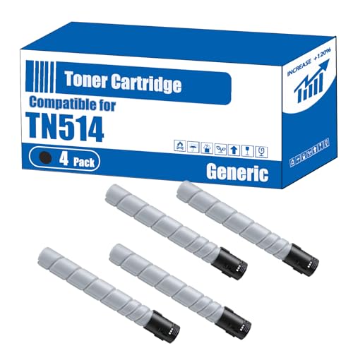 TOEPPEX Compatible for Konica Minolta TN514 TN-514 Toner Cartridge Bizhub C658 C458 C558 Printers, High Yield 28000 Pages, Accurate Imaging Rich Colors (4 Pack Black)