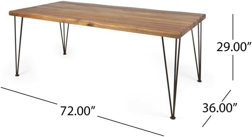 Acacia Wood Outdoor Dining Set with 6 Chairs and Large Table for Backyard, Patio, Deck, Poolside