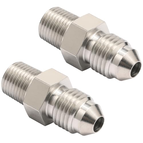 Podavelle 4AN Male Flare to 1/8 NPT Pipe Male Stainless Steel Straight Fitting Adapter Union Connector 2PCS