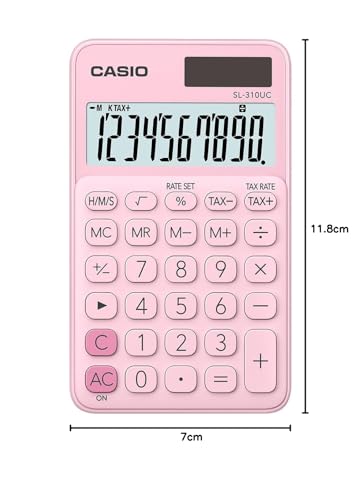 CASIO Taschenrechner SL-310UC, 10-stellig, Trendfarben, Steuerberechnung, Tausenderunterteilung, Solar-/Batteriebetrieb