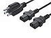 Pwr 4 Ft Power Cord Cable Splitter: UL Listed NEMA 5-15P to 2X IEC320C13 18AWG Replacement for LCD TV Plasma DLP LED Monitor Screen Vizio Samsung Toshiba Sony Philips Dell Asus Hp