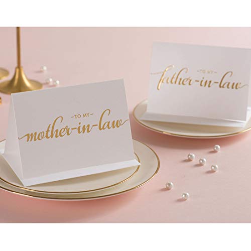 Magjuche To My Father-In-Law, Mother-In-Law Wedding Day Cards Set From The Bride And Groom, Gold Foil Wedding Cards For In Laws #TOP2