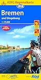 BVA ADFC Regionalkarte Bremen und Umgebung 1:75.000: mit Tagestourenvorschlägen, reiß  und wetterfest, E Bike geeignet, GPS Tracks Download,