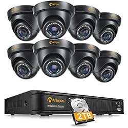 Kit Completo De Camaras De Seguridad Anlapus 1080P Sistema de Videovigilancia 8CH 2MP HDMI Grabador DVR con 8 CCTV Cámaras de Seguridad Exterior, 2TB Disco Duro, Visión Nocturna, Acceso Remoto