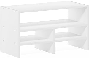 White Tabletop Shelf; Desktop Organizer, Woodgrain Finish Hermite Bookcase