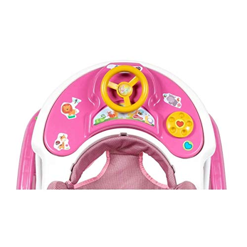 Andador Para Bebê 6 Rodas Musical Regulável Rosa, Styll Baby, Rosa