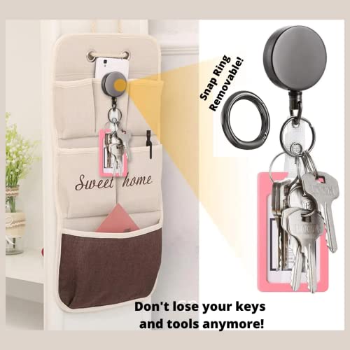 Retractable Badge Holder With Belt Clip And Key Ring,Heavy Duty Metal-2 Waterproof Vertical Id Card Holder,25.6"Durable Steel Pull Cord. #TOP3