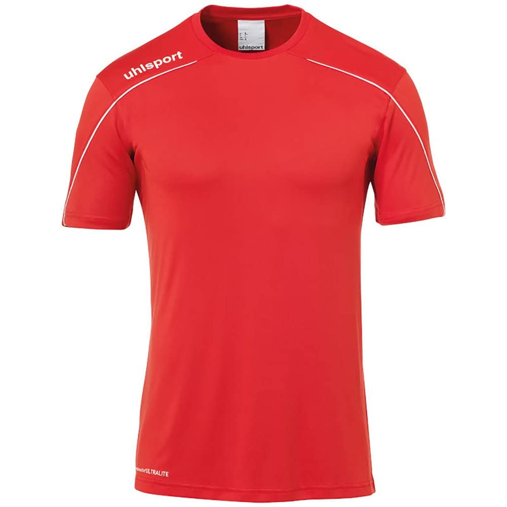 Uhlsport Stream 22 Short Sleeve Jersey Men, Fluo Orange/Black, Moisture Wicking Crew Neck Dry Tech, Size M