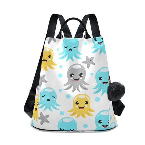 Sac à dos motif pieuvres et étoile de mer blanc idéal pour vos sorties quotidiennes