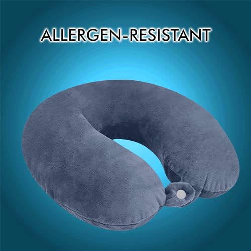 Image of Billebon Premium Neck Pillow Eye Mask Combo Airplane Travel Pillow with Comfortable Velvet Sleeping Eyemask Head Rest Pillow & 30 Years Warranty