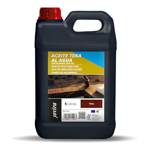 JOVIRA PINTURAS Aceite Teka al Agua, Protección y restauración de la madera Teca en intemperie. (5 Litros, Teka)