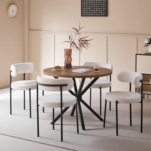 Lot 4 Chaises Velours Blanc Coussin 8 cm GrandCA HOME