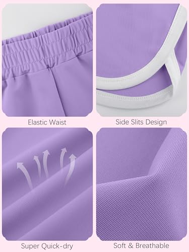 Image of Aikuco 4 Packs Girls Athletic Shorts Toddler Soccer Running Active Dolphin Dry-Fit Kids Gym Workout Performance Shorts
