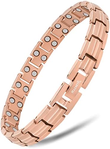 MagnetRX® Women's Ultra Strength Magnetic Bracelet - Effective Titanium Magnetic Bracelets for Women - Adjustable Bracelet Length with Sizing Tool for Perfect Fit (Rose Gold)