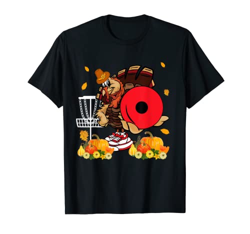 Acción de Gracias Cool Turkey Playing Disc Golf Fall Player Lover Camiseta