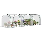 Outsunny Gewächshaus, Winterfest Foliengewächshaus mit aufrollbaren Reißverschlusstür Treibhaus aus Stahl, Tomatenhaus 295 x 100 x 80 cm, Tomatengewächshaus für Tomaten, Gemüse, Transparent