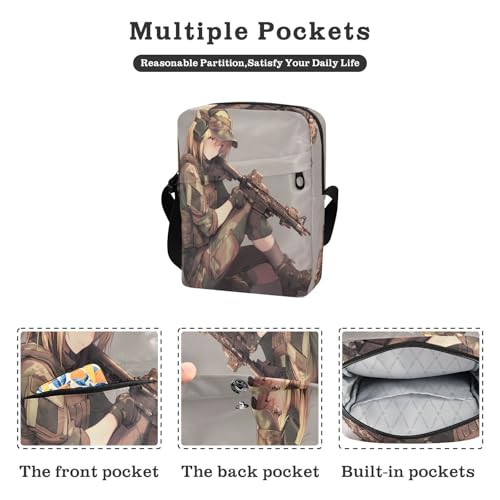 messenger bag for women shoulder bag crossbody Womens Purse Cross Body Adjustable Strap for business business- Army Camouflage Girl2