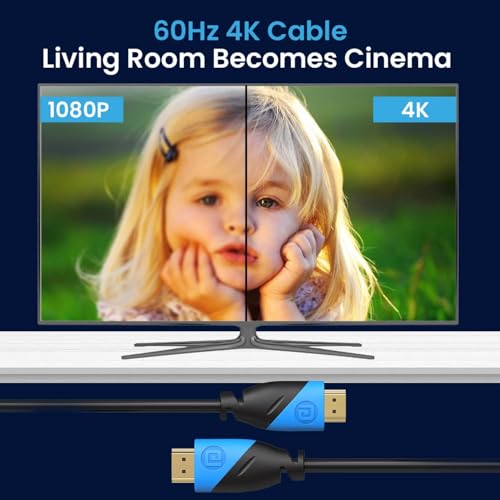 Image of Portronics Konnect Sync 4K@60Hz HDMI to HDMI Cable (1.5M), Gold-Plated Connectors, Pure Copper Core, ARC /eARC Support, PVC Build, Compatible with Smart HDTV, Laptop, Monitor, Projector (Blue)