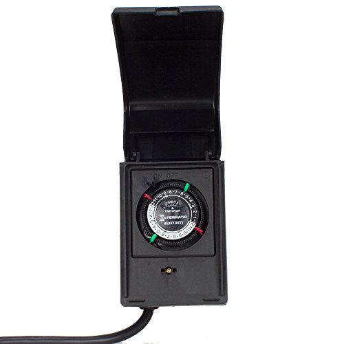 Intermatic HB11K Heavy-Duty Outdoor Plug-in Timer – 2 ON/2 Off Settings, 30-Min Minimum Intervals, Weatherproof Flip Cover, 15A/1800W, 1 HP Rated, 13" Cord – Ideal for Pool Pumps, Lights, Decorations
