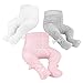 OioTuyi Mallas tejidas para bebé Leggings de algodón sin costuras Paquete de 3 pantimedias para niñas Bebés recién nacidos Niños pequeños 0-2Y