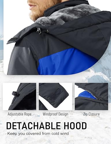 Image of MAGCOMSEN Men's Winter Ski Jacket Snow Water Resistant Jackets Warm Fleece Coats Snowboard Work Insulated Parka Raincoat