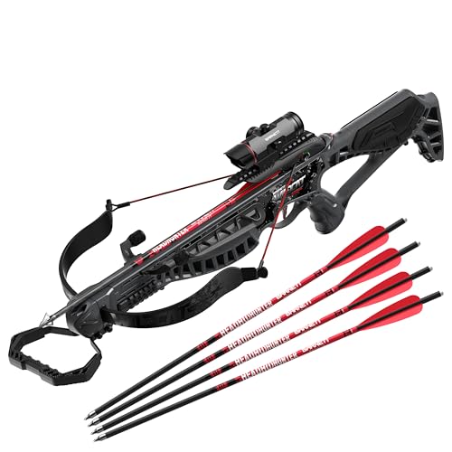Barnett Wildcat CRX Crossbow Bundle – Includes Bonus Arrow & Broadheads + Scope, Rope Cocking Device, Quiver, 3 Arrows & Neoprene Cover – Tactical 280 FPS Lightweight Hunting Crossbow