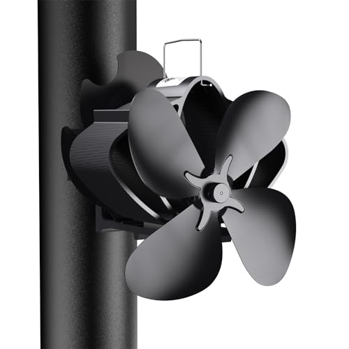 Kaminventilator Magnetisch, Leiser Kamin Ventilator Ofenventilator Ohne Strom, Kaminlüfter für Holz/Brennholz/Feuerstelle/Ofenrohr, Stove Fan for Fireplace, mit 2pcs Magnete &1pcs Ersatzteil...