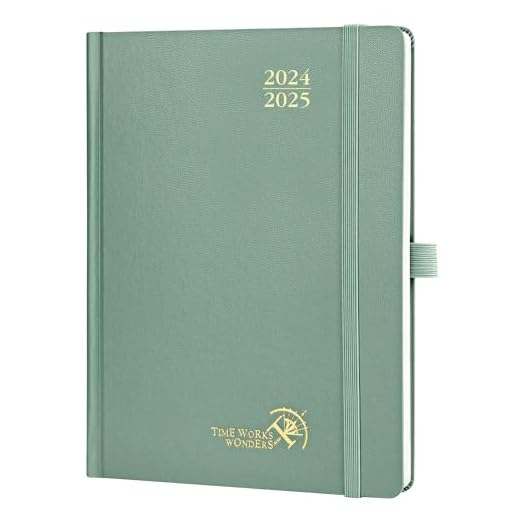 POPRUN Agenda 2025 Settimanale Verticale 22 x 16,5 cm, Diario Scuola 17 Mesi da Ago.2024 a Dic.2025, Copertina Rigida, Carta Spessa da 80 GSM, Verde Mezzanotte