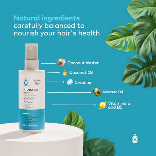 Hidratei Brazilian Healthy Leave In Conditioner Anti-Frizz Spray | Vegan Hair Treatment for All Hair Types | 24+ Hour Protection from UV, Heat, & Frizz | Reduces Breakage 2.03 Oz