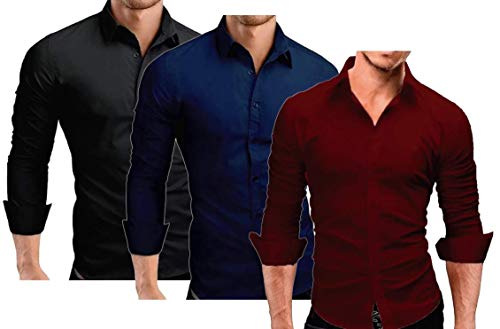 Kit 3 Camisa Social Manga Longa Slim Fit
