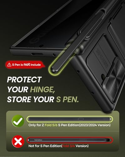 Image of for Samsung Galaxy Z Fold 6 Case With Privacy Screen Protector, S Pen Holder & Card Holder & Hinge Protection & Slide Camera Cover, Rugged Wallet Protective Phone Cover Case for Z Fold 6, Black