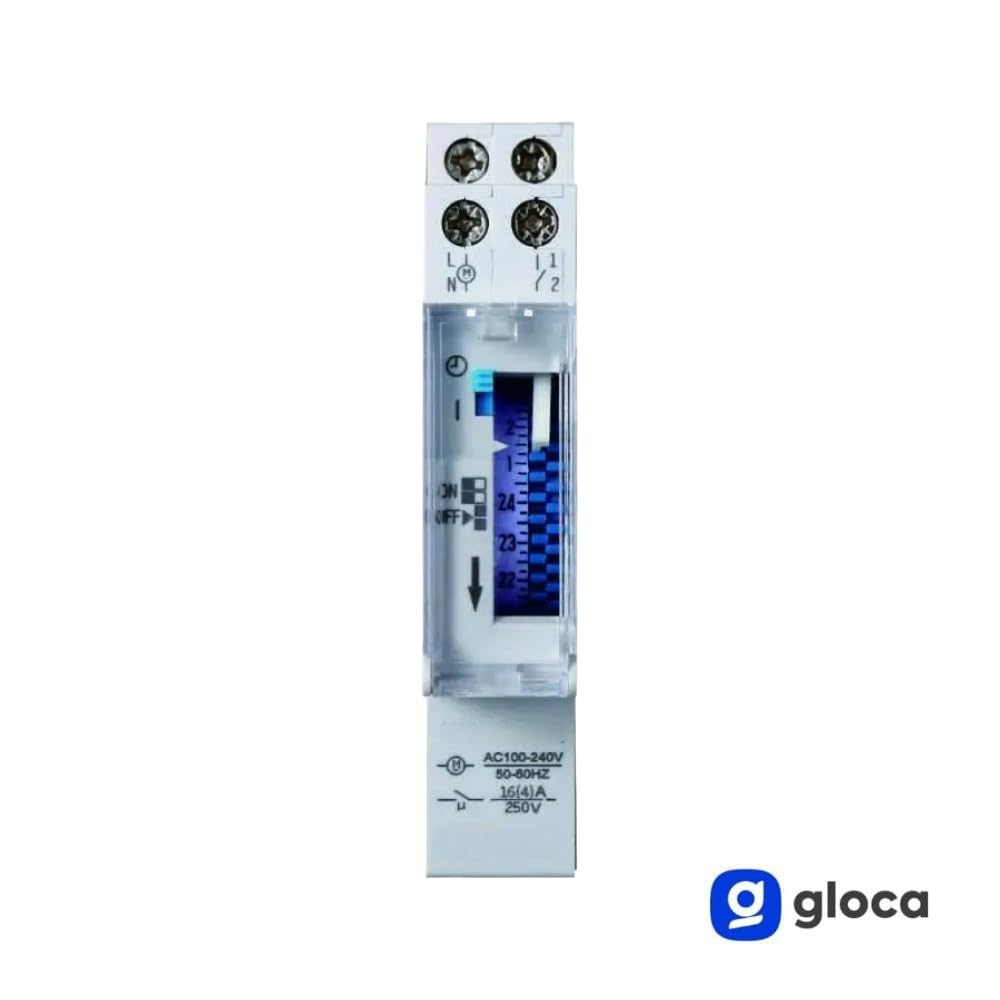 gloca Mechaniczny zegar czasowy 24 h, 1 x moduł DIN 16A 220V