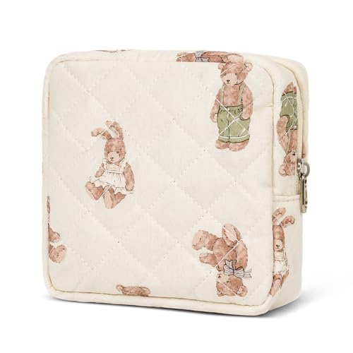 Small Makeup Bag for Purse,Quilted Cosmetic Pouch, Mini Make up Bags with Compartments Inside, Cute Cosmetic Organizer for Women, Travel Toiletry Bag