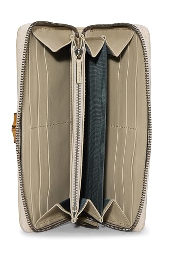 Pre-Loved Beige Leather Bamboo Zip Around Wallet, Beige4