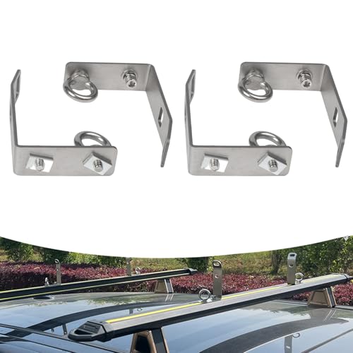 Opatiny Fermacarichi per portapacchi in acciaio inox, con scanalatura a T, accessori per il trasporto sicuro di scale, kayak, sci, bici e tavole da surf