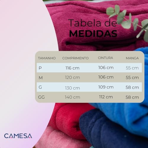 Roupão Microfibra Camesa Inverno Frio Unissex Cores Original (BR, Alfa, G, Regular, Regular, Roxo)